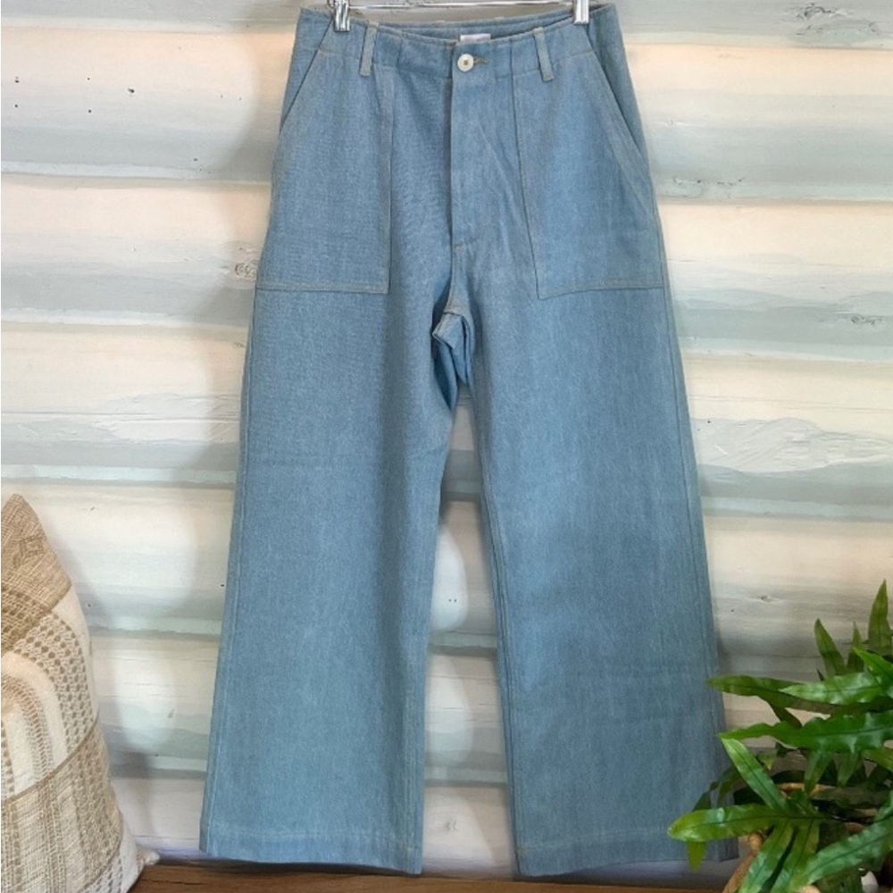 ESBY Finch Jean Apparel Light Wash Wide Leg Pants Carpenter Style Size 6 USA